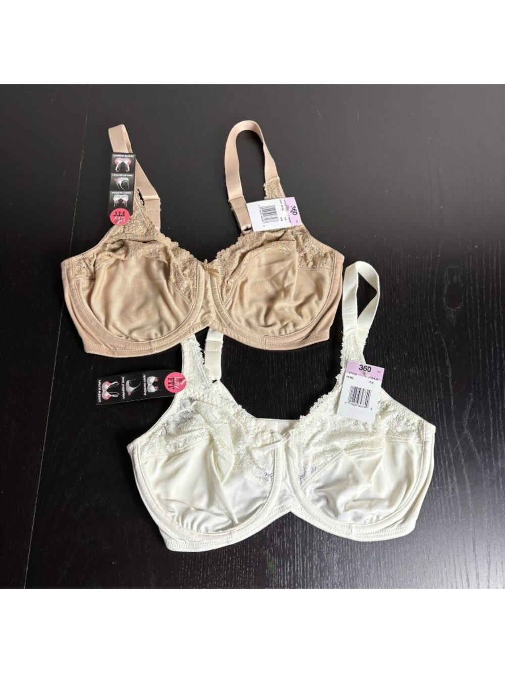 NWT LILYETTE Size 36D Underwire Minimizer Bras, Lot of 2, Beige/Pearl LY0428
